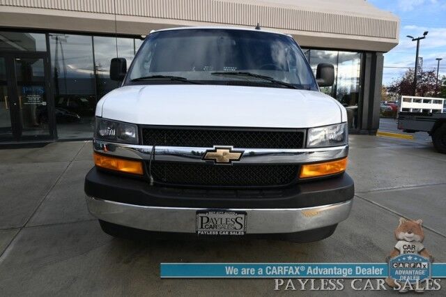 2022 Chevrolet Express Cargo Van 2500 / 4.3L V6 / Automatic / Convenience & Cold Climate Pkg / Chrome Appearance Pkg / Aluminum Bulkhead / Power Windows, Locks & Mirrors / Cruise Control / Back Up Camera / Block Heater / 1-Owner Anchorage AK