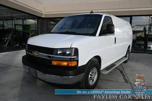 2022 Chevrolet Express Cargo Van 2500 / Convenience Pkg / Chrome Appearance & Cold Climate Pkg / 4.3L V6 / Bulkhead / Power Locks, Windows & Mirrors / AUX Input / Back Up Camera / Cruise Control / Block Heater / Only 17K Miles / 1-Owner Anchorage AK 2022 Chevrolet Express Cargo Van 2500 / Convenience Pkg / Chrome Appearance & Cold Climate Pkg / 4.3L V6 / Bulkhead / Power Locks, Windows & Mirrors / AUX Input / Back Up Camera / Cruise Control / Block Heater / Only 17K Miles / 1-Owner Anchorage AK