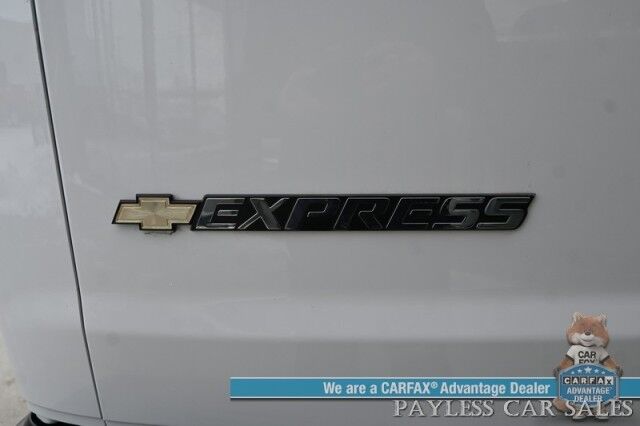 2022 Chevrolet Express Cargo Van 2500 / Convenience Pkg / Chrome Appearance & Cold Climate Pkg / 4.3L V6 / Bulkhead / Power Locks, Windows & Mirrors / Back Up Camera / Cruise Control / New Studless Winter Tires / Block Heater / 1-Owner Anchorage AK
