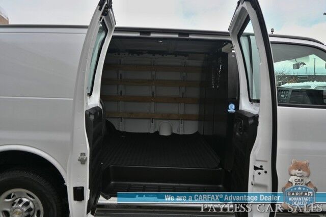 2022 Chevrolet Express Cargo Van 2500 / Convenience Pkg / Chrome Appearance & Cold Climate Pkg / 4.3L V6 / Bulkhead / Power Locks, Windows & Mirrors / Back Up Camera / Cruise Control / New Studless Winter Tires / Block Heater / 1-Owner Anchorage AK
