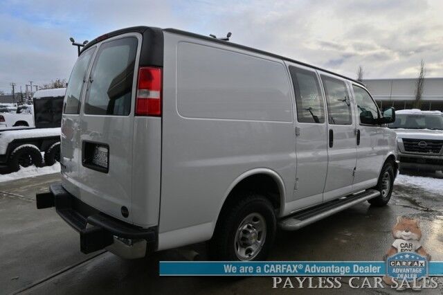 2022 Chevrolet Express Cargo Van 2500 / Convenience Pkg / Chrome Appearance & Cold Climate Pkg / 4.3L V6 / Bulkhead / Power Locks, Windows & Mirrors / Back Up Camera / Cruise Control / New Studless Winter Tires / Block Heater / 1-Owner Anchorage AK