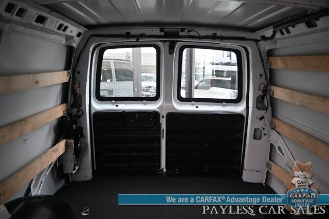 2022 Chevrolet Express Cargo Van 2500 / Convenience Pkg / Chrome Appearance & Cold Climate Pkg / 4.3L V6 / Bulkhead / Power Locks, Windows & Mirrors / Back Up Camera / Cruise Control / New Studless Winter Tires / Block Heater / 1-Owner Anchorage AK