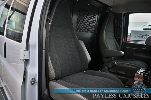 2022 Chevrolet Express Cargo Van 2500 / Convenience Pkg / Chrome Appearance & Cold Climate Pkg / 4.3L V6 / Bulkhead / Power Locks, Windows & Mirrors / Back Up Camera / Cruise Control / New Studless Winter Tires / Block Heater / 1-Owner Anchorage AK