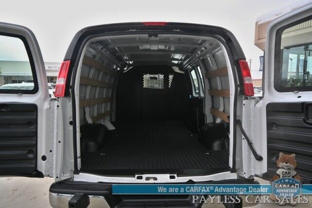 2022 Chevrolet Express Cargo Van 2500 / Convenience Pkg / Chrome Appearance & Cold Climate Pkg / 4.3L V6 / Bulkhead / Power Locks, Windows & Mirrors / Back Up Camera / Cruise Control / New Studless Winter Tires / Block Heater / 1-Owner Anchorage AK