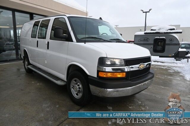 2022 Chevrolet Express Cargo Van 2500 / Convenience Pkg / Chrome Appearance & Cold Climate Pkg / 4.3L V6 / Bulkhead / Power Locks, Windows & Mirrors / Back Up Camera / Cruise Control / New Studless Winter Tires / Block Heater / 1-Owner Anchorage AK