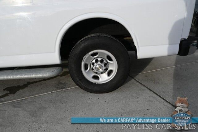 2022 Chevrolet Express Cargo Van 2500 / Convenience Pkg / Cold Climate Pkg / 4.3L V6 / Bulkhead / Power Locks, Windows & Mirrors / AUX Input / Back Up Camera / Air Conditioning / Cruise Control / Block Heater / Only 17K Miles / 1-Owner Anchorage AK