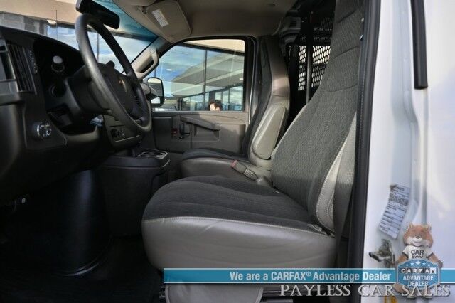 2022 Chevrolet Express Cargo Van 2500 / Convenience Pkg / Cold Climate Pkg / 4.3L V6 / Bulkhead / Power Locks, Windows & Mirrors / AUX Input / Back Up Camera / Air Conditioning / Cruise Control / Block Heater / Only 17K Miles / 1-Owner Anchorage AK