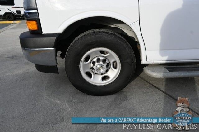 2022 Chevrolet Express Cargo Van 2500 / Convenience Pkg / Cold Climate Pkg / 4.3L V6 / Bulkhead / Power Locks, Windows & Mirrors / AUX Input / Back Up Camera / Air Conditioning / Cruise Control / Block Heater / Only 17K Miles / 1-Owner Anchorage AK