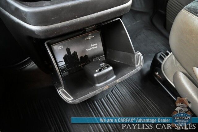 2022 Chevrolet Express Cargo Van 2500 / Convenience Pkg / Cold Climate Pkg / 4.3L V6 / Bulkhead / Power Locks, Windows & Mirrors / AUX Input / Back Up Camera / Air Conditioning / Cruise Control / Block Heater / Only 17K Miles / 1-Owner Anchorage AK