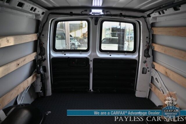 2022 Chevrolet Express Cargo Van 2500 / Convenience Pkg / Cold Climate Pkg / 4.3L V6 / Bulkhead / Power Locks, Windows & Mirrors / AUX Input / Back Up Camera / Air Conditioning / Cruise Control / Block Heater / Only 17K Miles / 1-Owner Anchorage AK