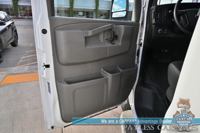 2022 Chevrolet Express Cargo Van 2500 / Convenience Pkg / Cold Climate Pkg / 4.3L V6 / Bulkhead / Power Locks, Windows & Mirrors / AUX Input / Back Up Camera / Air Conditioning / Cruise Control / Block Heater / Only 17K Miles / 1-Owner Anchorage AK