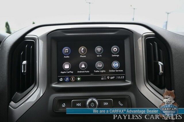 2022 Chevrolet Silverado 1500 Custom / 4X4 / Crew Cab / Convenience Pkg / Auto Start / Lane Departure & Forward Collision Alert / Apple CarPlay & Android Auto / Tonneau Cover / Bed Liner / Back Up Cam / Tow Pkg / 1-Owner Anchorage AK