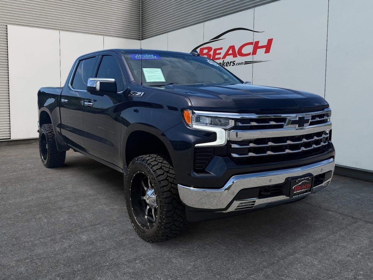 2022 Chevrolet Silverado 1500 LTZ, HEATED FRONT/REAR SEATS, APPLE CARPLAY/ANDROID AUTO, UNIVERSAL GARAGE DOOR OPENER, REMOTE START, WIFI, BACKUP CAMERA, POWER SLIDING REAR WINDOW, TOW HOOKS, BED LINER, REAR BUMPER STEP, ONLY 1 OWNER! Norfolk VA