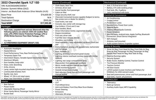 2022 Chevrolet Spark 1LT Raleigh NC