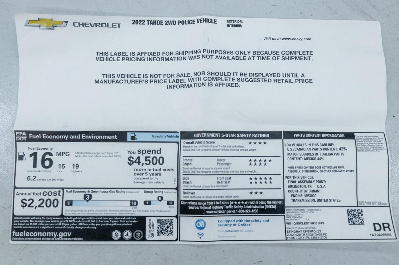2022 Chevrolet Tahoe Police Vehicle Marietta GA