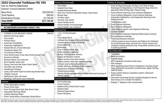 2022 Chevrolet TrailBlazer RS Raleigh NC