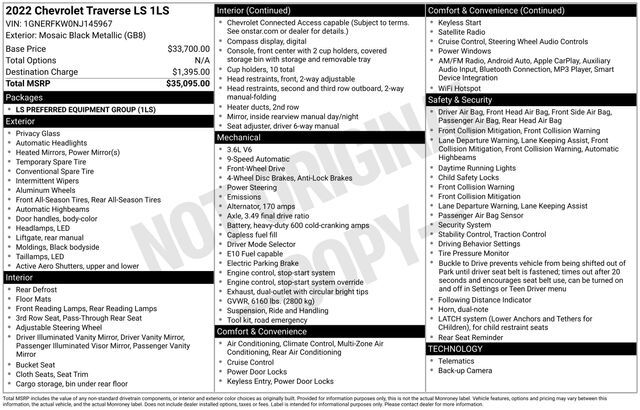 2022 Chevrolet Traverse LS Raleigh NC