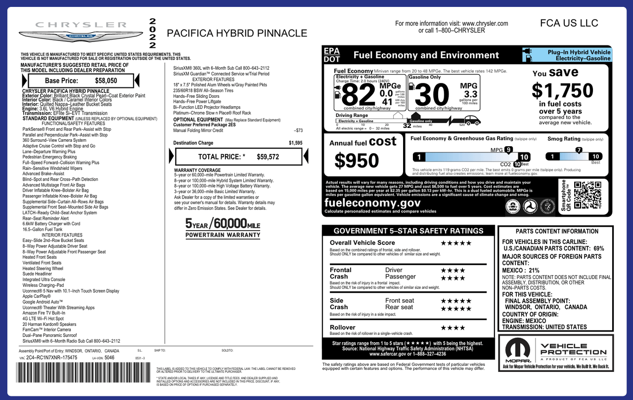 2022 Chrysler Pacifica Hybrid Hybrid Pinnacle Knoxville TN