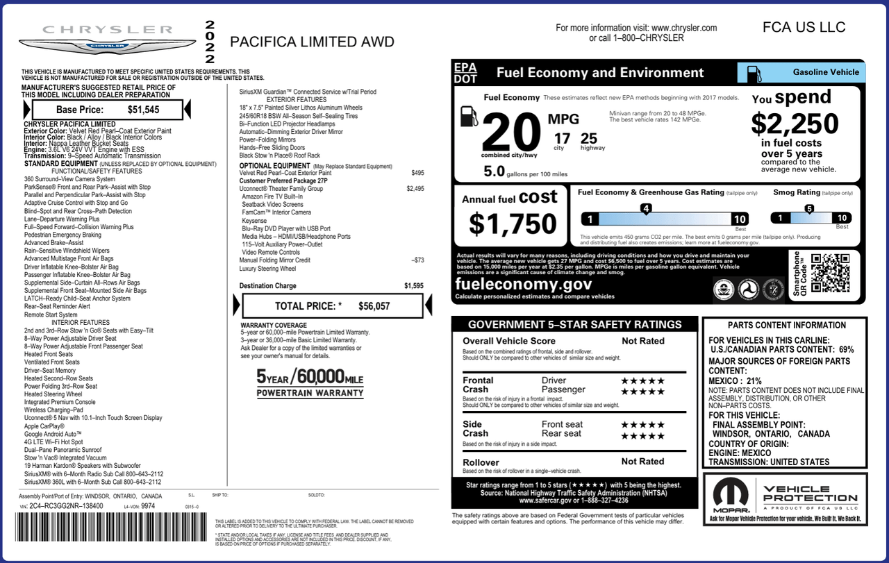 2022 Chrysler Pacifica Limited Knoxville TN