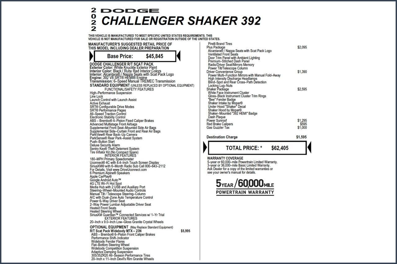 2022 Dodge Challenger R/T Scat Pack Widebody / Shaker 392 / Plus Package! Lincolnton NC