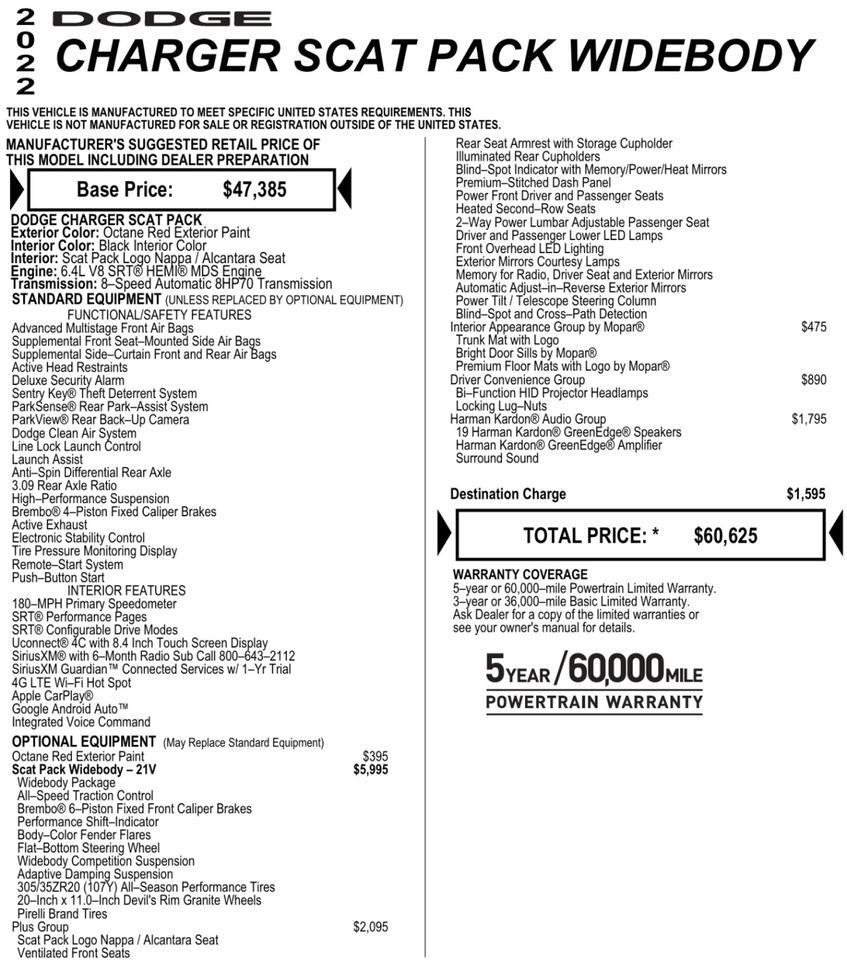2022 Dodge Charger Scat Pack Widebody / Plus Group / HEMI V8! Lincolnton NC
