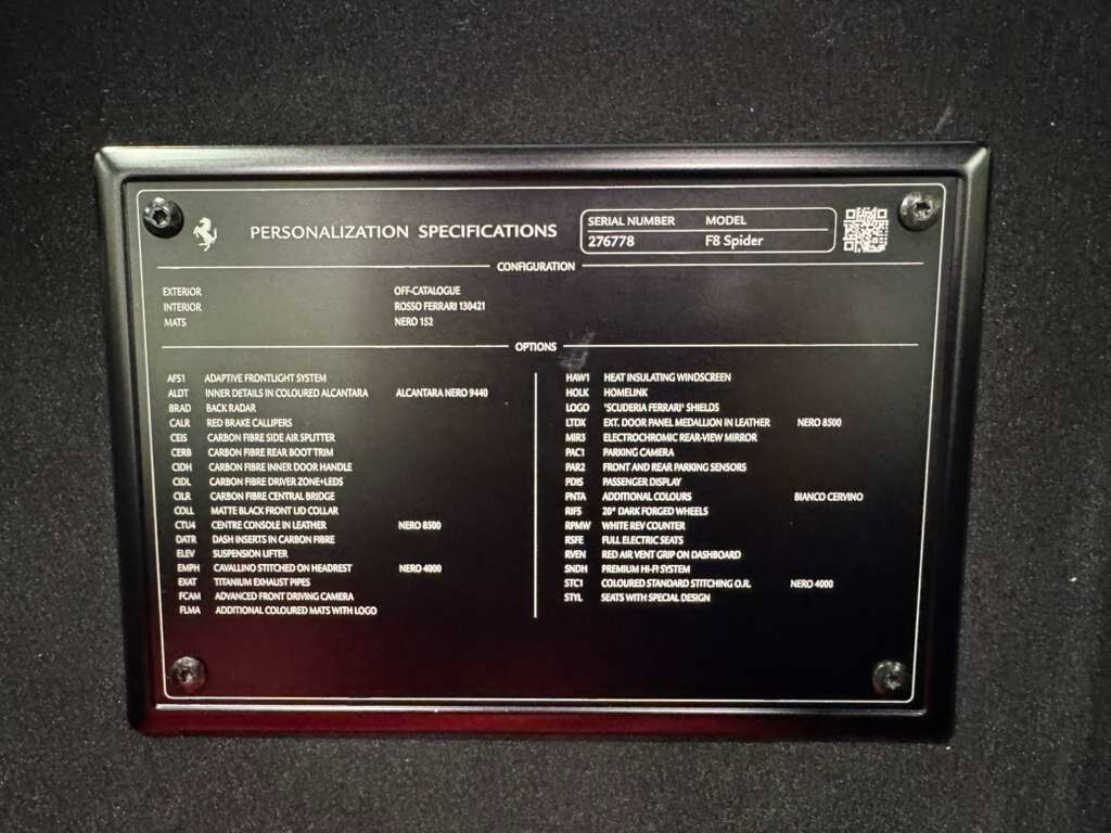 2022 Ferrari F8 Spider Bianco Cervino paint, Rosso Ferrari interior, JBL Professional audio carbon galore AND MUCH MORE!! Fort Lauderdale FL