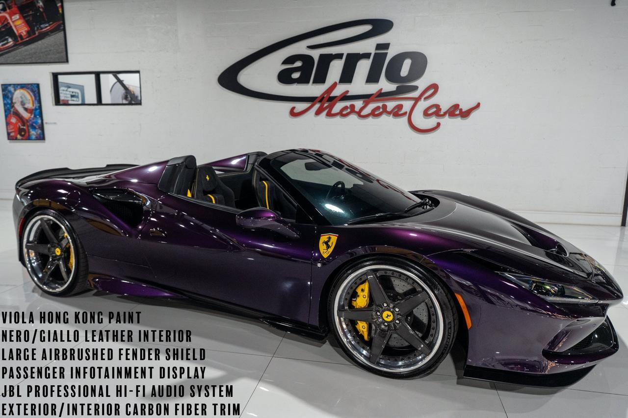 2022 Ferrari F8 Spider Viola Hong Kong paint, Nero/Giallo interior, JBL Professional audio, carbon galore AND MUCH MORE!!