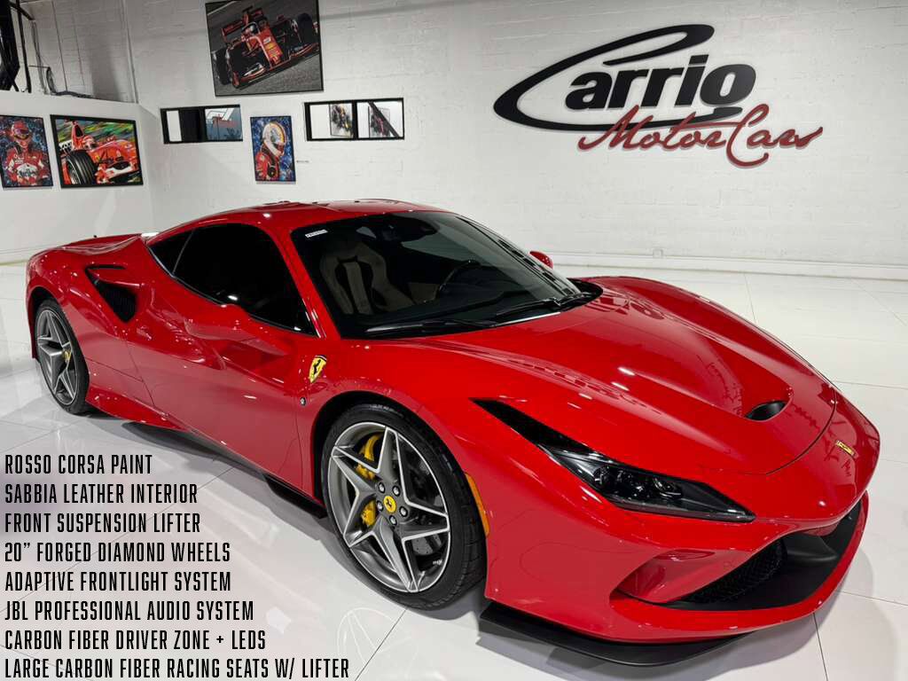 2022 Ferrari F8 Tributo Rosso Corsa paint,Sabbia interior,front lifter, carbon racing seats,JBL audio system AND MUCH MORE!!