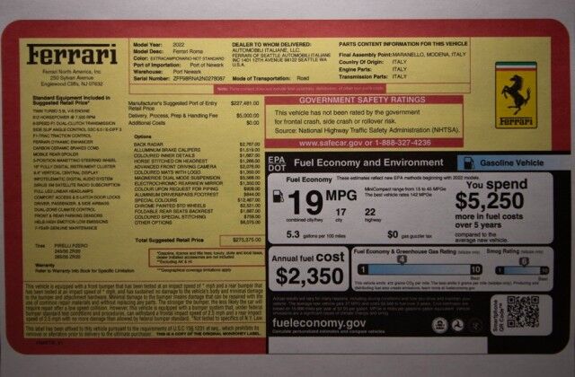 2022 Ferrari Roma ($275,375 MSRP) *SPECIAL ORDER COLOR- BLU ROMA* *MAGNERIDE* *1-OWNER* *ONLY 6800 MILES* San Diego CA