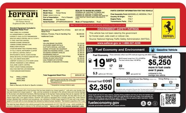 2022 Ferrari Roma *PASSENGER DISPLAY* *HIGH POWER HIFI SOUND* *4900 MILES* *1-OWNER* San Diego CA