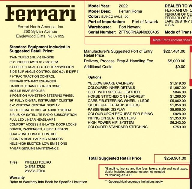 2022 Ferrari Roma *PASSENGER DISPLAY* *HIGH POWER HIFI SOUND* *4900 MILES* San Diego CA
