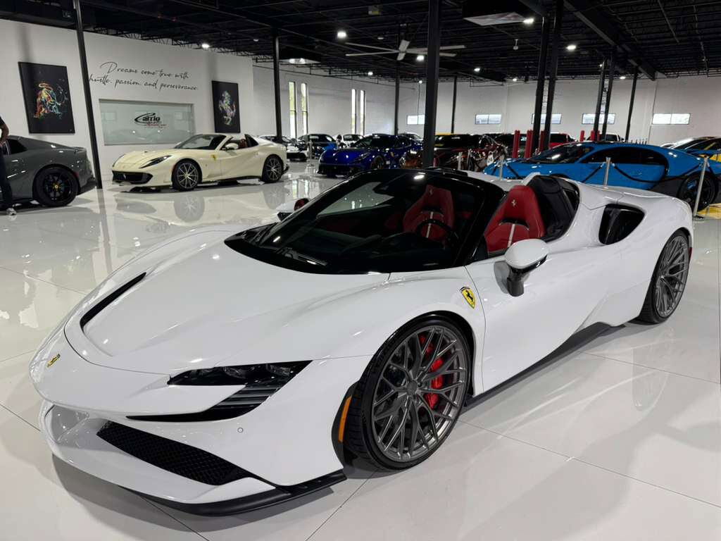 2022 Ferrari SF90 Spider Bianco Cervino paint, Rosso Ferrari interior, JBL Professional audio carbon galore AND MUCH MORE!!