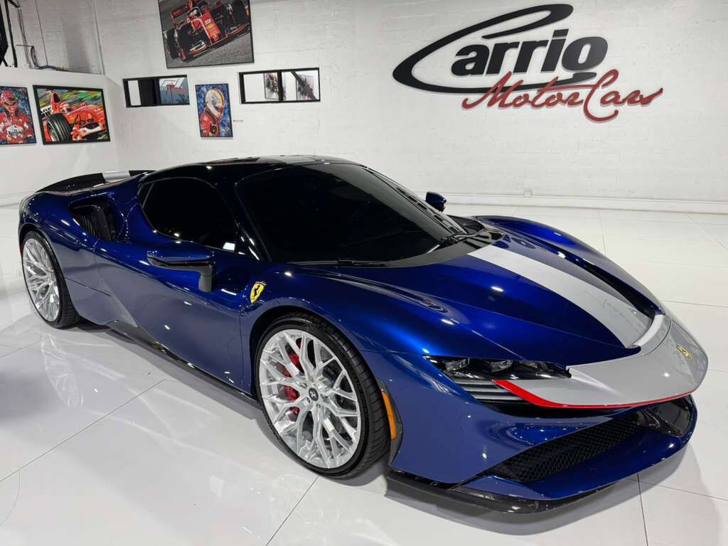 2022 Ferrari SF90 Spider Blu Elettrico paint,painted livrea,carbon racing seats,JBL audio,Apple CarPlay,carbon galore & MORE! Fort Lauderdale FL