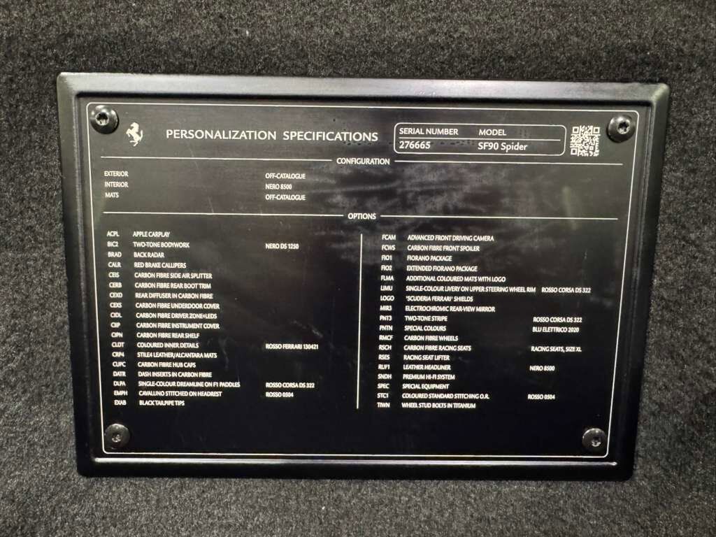 2022 Ferrari SF90 Spider MASSIVE $826,928 STICKER!! Blu Elettrico paint,carbon racing seats,JBL audio,carbon galore & MORE! Fort Lauderdale FL