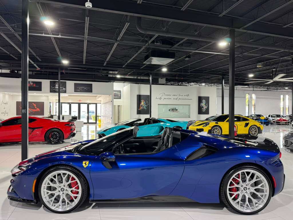 2022 Ferrari SF90 Spider MASSIVE $826,928 STICKER!! Blu Elettrico paint,carbon racing seats,JBL audio,carbon galore & MORE! Fort Lauderdale FL