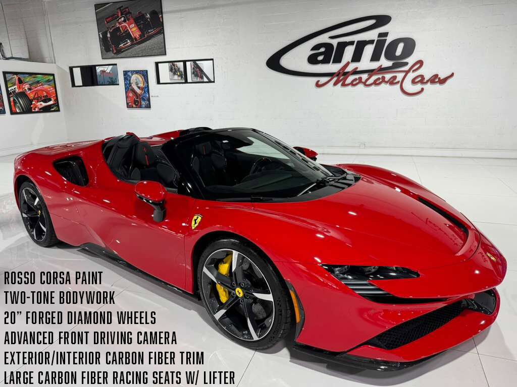 2022 Ferrari SF90 Spider Rosso Corsa paint, two-tone bodywork, carbon racing seats, forged wheels, carbon galore & MUCH MORE!