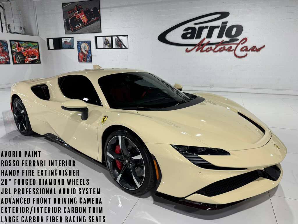 2022 Ferrari SF90 Stradale Avorio paint, Rosso Ferrari interior, forged wheels, racing seats, carbon galore AND MUCH MORE!!!