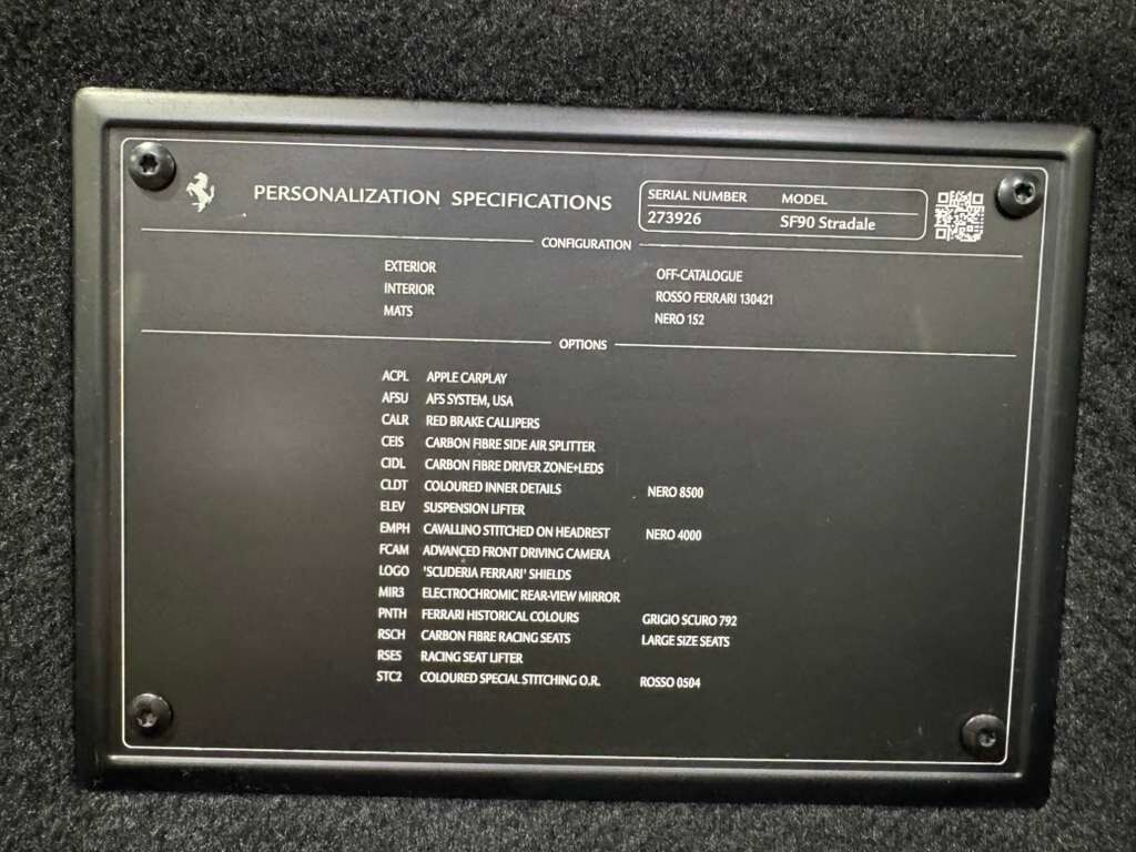 2022 Ferrari SF90 Stradale Grigio Scuro paint, Rosso Ferrari interior, front driving camera, carbon racing seats AND MUCH MORE! Fort Lauderdale FL