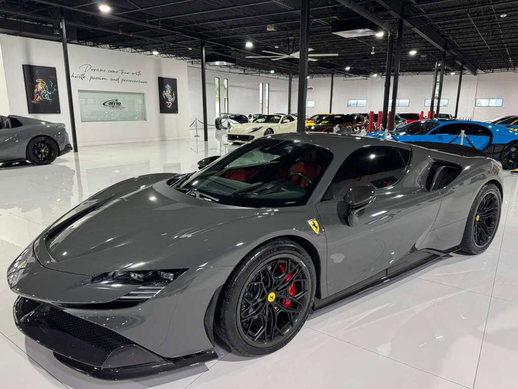 2022 Ferrari SF90 Stradale Grigio Scuro paint, Rosso Ferrari interior, front driving camera, carbon racing seats AND MUCH MORE! Fort Lauderdale FL