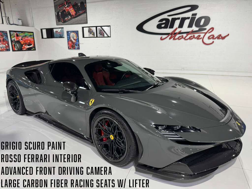 2022 Ferrari SF90 Stradale Grigio Scuro paint, Rosso Ferrari interior, front driving camera, carbon racing seats AND MUCH MORE! Fort Lauderdale FL