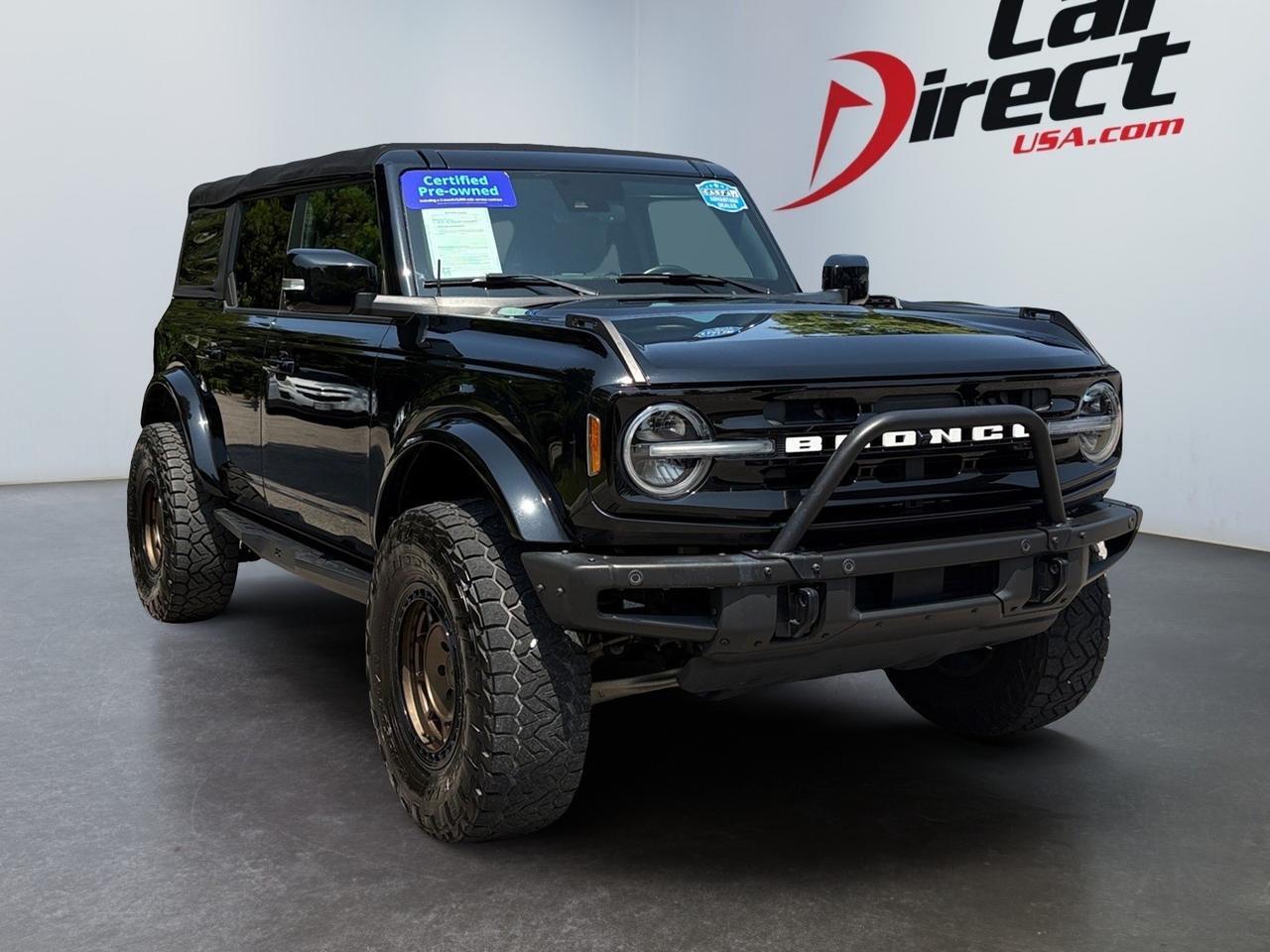 2022 Ford Bronco Outer Banks, LIFTED, RUNNING BOARDS, TOW PACKAGE, 360 BACKUP CAMERA, REMOTE START, SOFT TOP, AUTO START/STOP, NAVIGATION, HEATED STEERING WHEEL & SEATS, ONLY 32K MILES, CLEAN CARFAX, RIDE ON THE WILD SIDE!