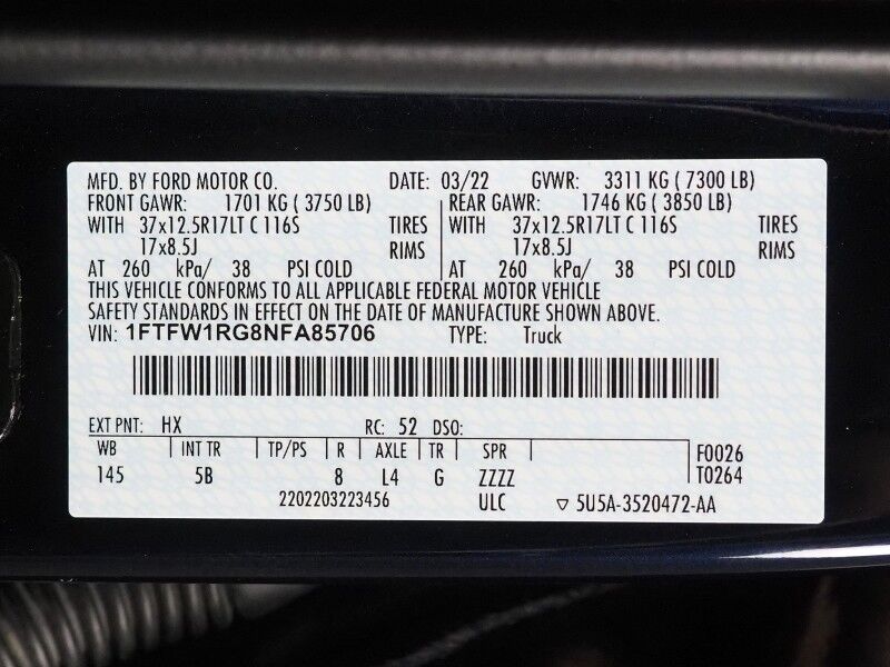 2022 Ford F-150 Raptor SuperCrew 4WD *RAPTOR 37 PERFORMANCE PKG, GROUP 801A, NAVIGATION, ADAPTIVE CRUISE, SAFETY ALERTS, 360 CAMERAS, COLOR TOUCHSCREEN, MOONROOF, RECARO SEATS, TOW TECH PKG, BANG & OLUFSEN, WIRELESS CHARGING, ANDROID & APPLE Round Rock TX