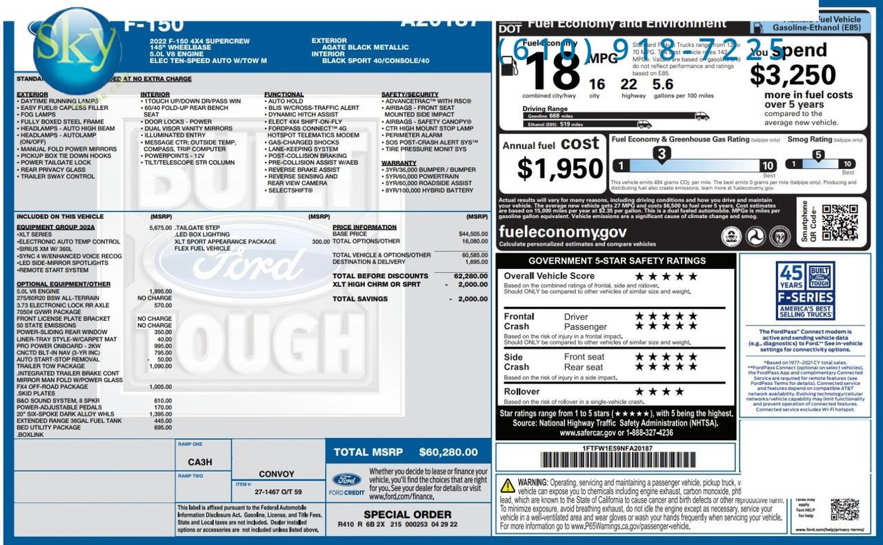 2022 Ford F-150 SuperCrew 4WD XLT BLACK WIDOW