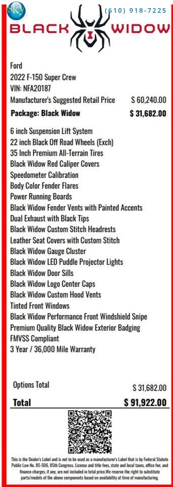 2022 Ford F-150 SuperCrew 4WD XLT BLACK WIDOW