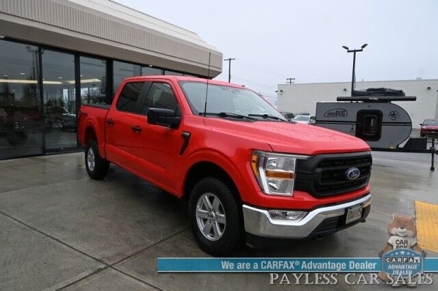 2022 Ford F-150 XL / 4X4 / Crew Cab / 3.5L V6 Ecoboost / Apple CarPlay & Android Auto / Back Up Camera / Cruise Control / Air Conditioning / Power Locks & Windows / Tonneau Cover / Bed Liner / Alloy Wheels / Tow Pkg / 1-Owner Anchorage AK