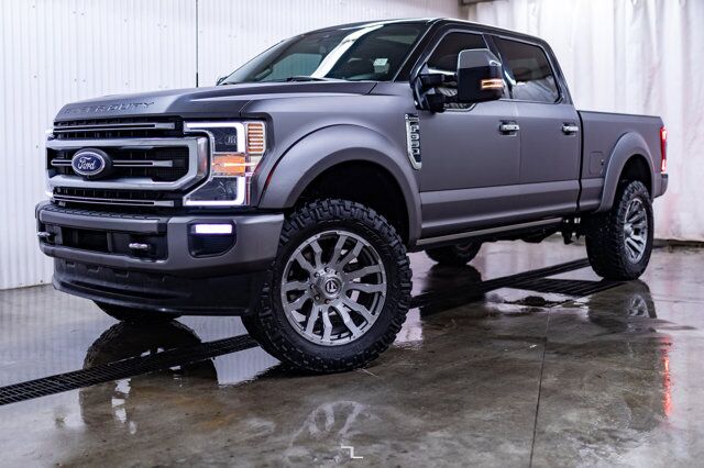 2022 Ford F-350 4x4 Crew Cab Platinum Diesel Leather Roof Nav 4&quot; Lift Red Deer AB