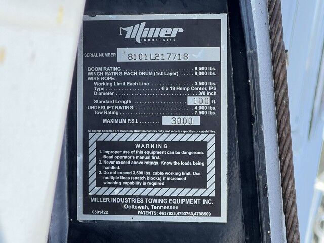 2022 Ford F-450XL Miller Vulcan 810 Light Duty COMPOSITE Standard Wrecker Truck Miami FL