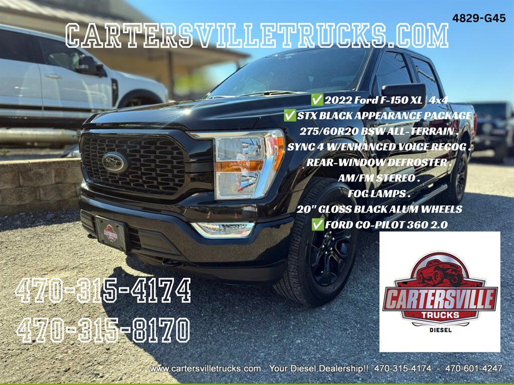 2022 Ford F150 5.0L XL STX 4X4 - BLACK APPERANCE PKG - SPORT
