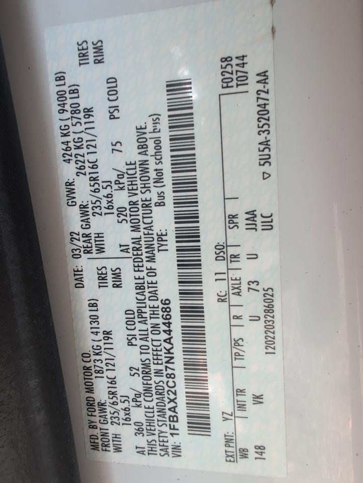 2022 Ford Ford TRANSIT T-350 Johnstown NY