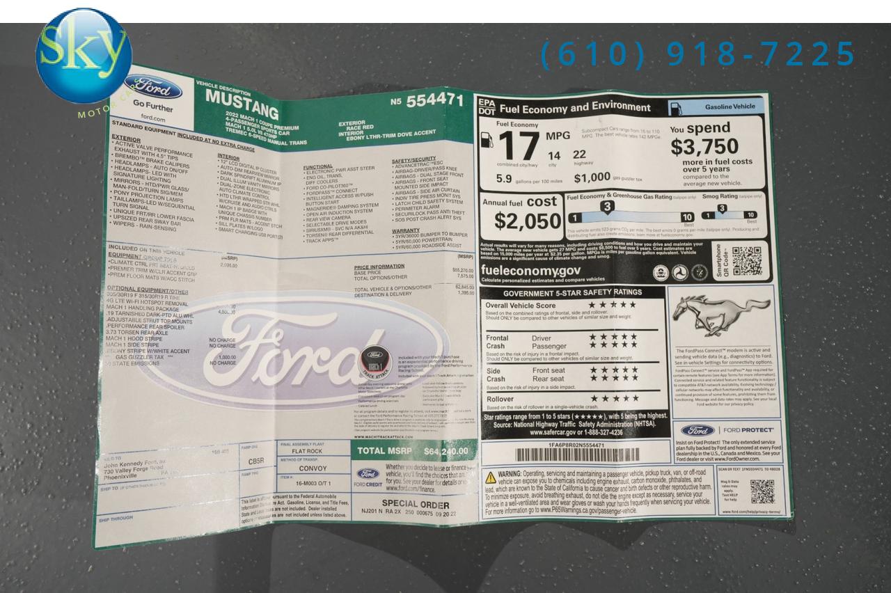 2022 Ford Mustang Fastback Mach 1 6 Speed Manual West Chester PA